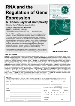 RNA and the Regulation of Gene Expression