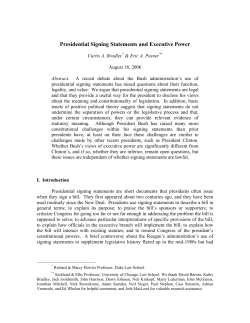 Presidential Signing Statements and Executive Power
