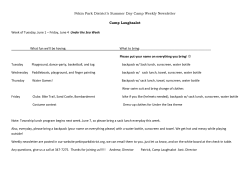 Pekin Park District`s Summer Day Camp Weekly Newsletter Camp