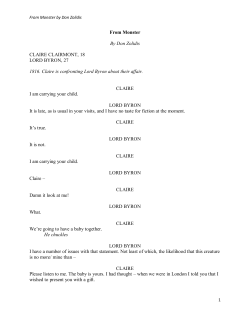 From Monster By Don Zolidis CLAIRE CLAIRMONT, 18 LORD