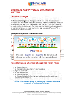 Chemical and physical changes of matter