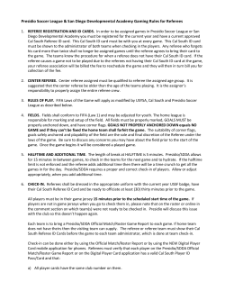 Presidio/SDDA League Gaming Rules