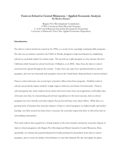 Farm-to-School in Central Minnesota &ndash; Applied Economic Analysis