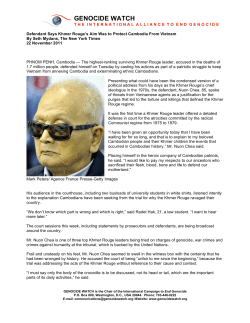Defendant Says Khmer Rouge`s Aim Was to Protect Cambodia from