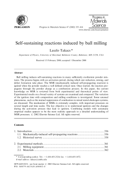 Self-sustaining reactions induced by ball milling