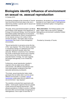 Biologists identify influence of environment on sexual vs. asexual