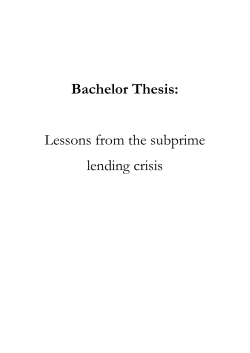 Bachelor Thesis: Lessons from the subprime lending crisis