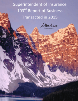 2015 Superintendent of Insurance Annual Business Report