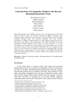 Characteristics of Community Members who Recycle Household