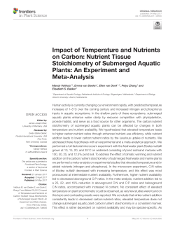 Impact of Temperature and Nutrients on Carbon: Nutrient Tissue