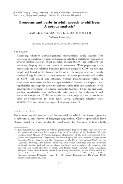Pronouns and verbs in adult speech to children: A corpus analysis