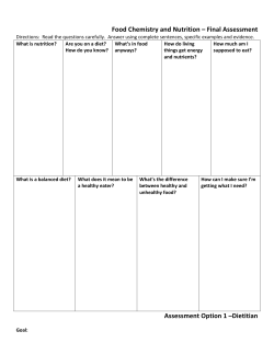 Food Chemistry and Nutrition &ndash; Final Assessment