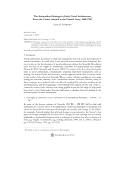 The Aristotelian Heritage in Early Naval Architecture, From the