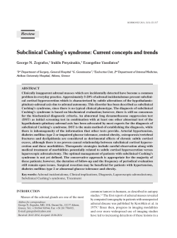 Subclinical Cushing`s syndrome: Current concepts