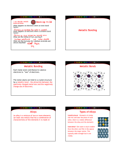 Metallic Bonding Metallic Bonding Metallic Bonds Alloys Types of