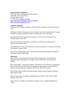 Curriculum Vitae - The University of Chicago Divinity School