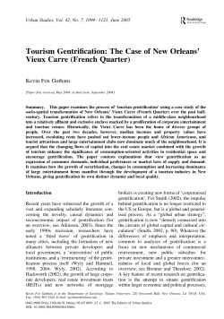 Tourism Gentrification: The Case of New Orleans` Vieux