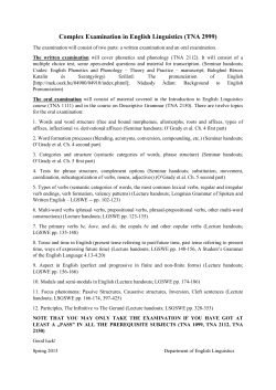 Complex Examination in English Linguistics (TNA 2999)