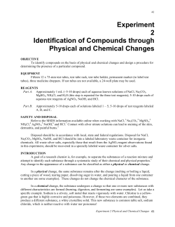 Experiment 2 Identification of Compounds through