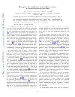 Emergence of a small world from local interactions: Modeling