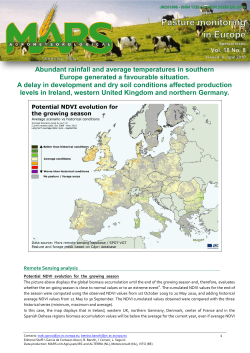Abundant rainfall and average temperatures in southern Europe