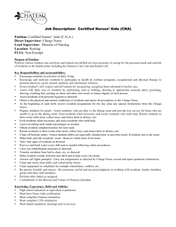 Job Description: Certified Nurses` Aide