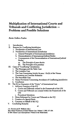 Multiplication of International Courts and Tribunals and Conflicting