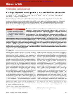 Cartilage oligomeric matrix protein is a natural inhibitor of thrombin
