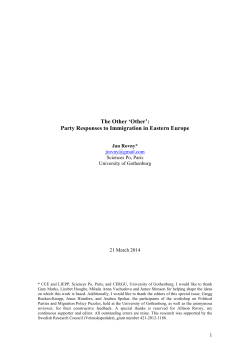 The Other `Other`: Party Responses to Immigration in Eastern Europe