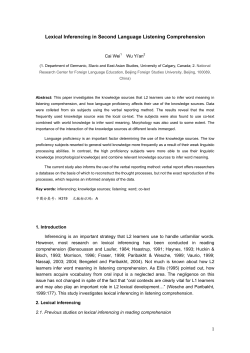 1 Lexical Inferencing in Second Language Listening Comprehension