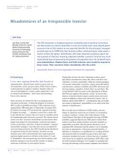 Misadventures of an Irresponsible Investor