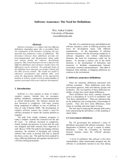 Software Assurance: The Need for Definitions