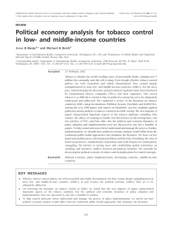 Political economy analysis for tobacco control in