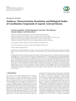 Syntheses, Characterization, Resolution and Biological