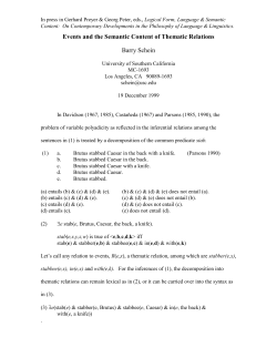 Events and the Semantic Content of Thematic Relations Barry Schein