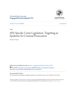 HIV-Specific Crime Legislation: Targetting an Epidemic for Criminal