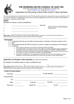 Application for Recording Stud Prefix and/or Tattoo