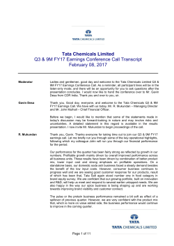 Q3 FY 2017 - Tata Chemicals