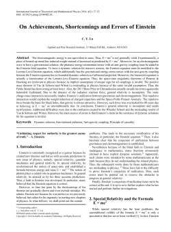 On Achievements, Shortcomings and Errors of Einstein