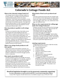 Colorado`s Cottage Foods Act