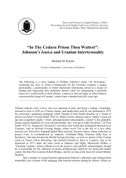 Michael M. Kaylor: &ldquo;In Thy Cedarn Prison Thou Waitest&rdquo;: Johnson`s