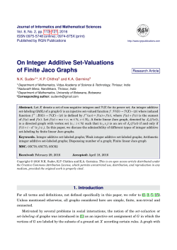 On Integer Additive Set-Valuations of Finite Jaco