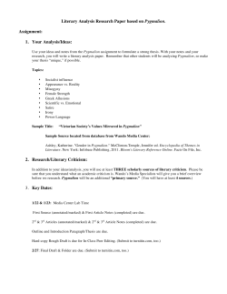 Literary Analysis Research Paper based on Pygmalion.