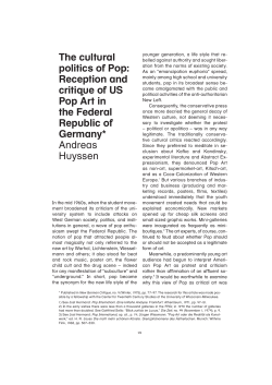 The cultural politics of Pop: Reception and critique of US Pop Art in