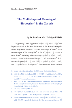 The Multi-Layered Meaning of &ldquo;Hypocrisy&rdquo; in the Gospels