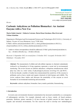 Carbonic Anhydrase as Pollution Biomarker: An Ancient Enzyme