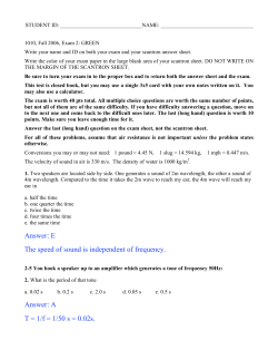 Answer: E The speed of sound is independent of frequency. Answer