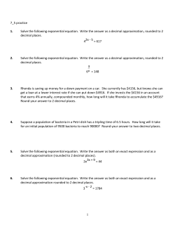 1 7_5 practice 1. Solve the following exponential equation. Write the