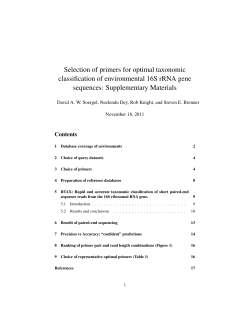 Selection of primers for optimal taxonomic classification of
