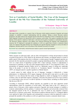 Text as Constitutive of Social Reality: The Case of the Inaugural